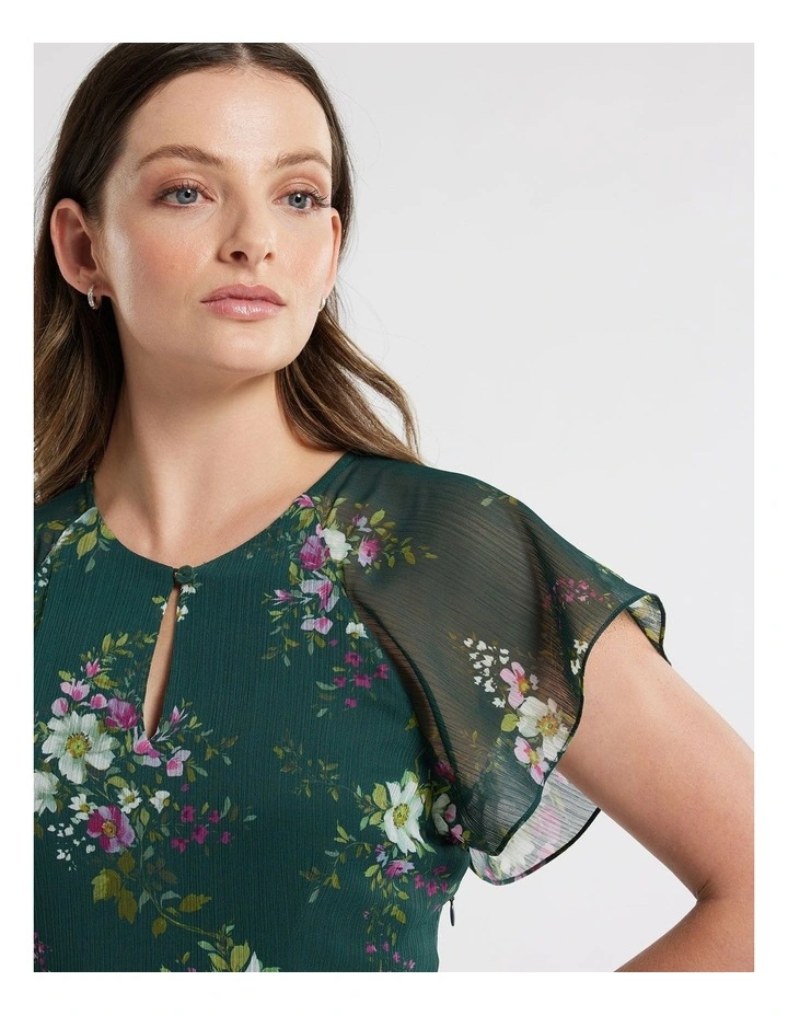 Woodland Bloom Midi Dress in Green image 3