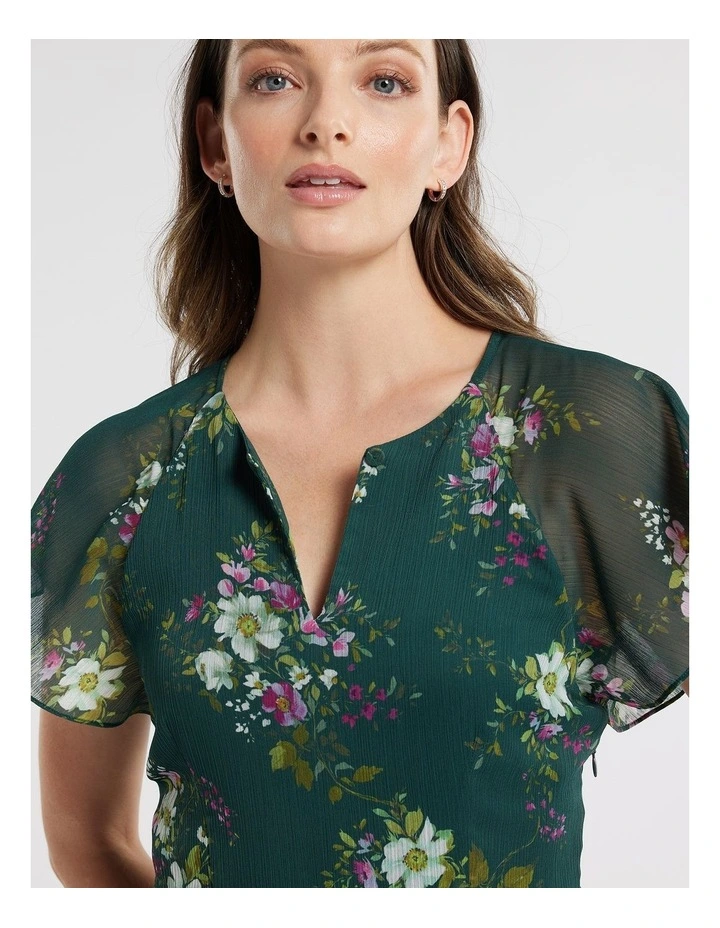 Woodland Bloom Midi Dress in Green image 4