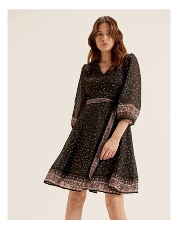 Portofino Paisley Dress in Black