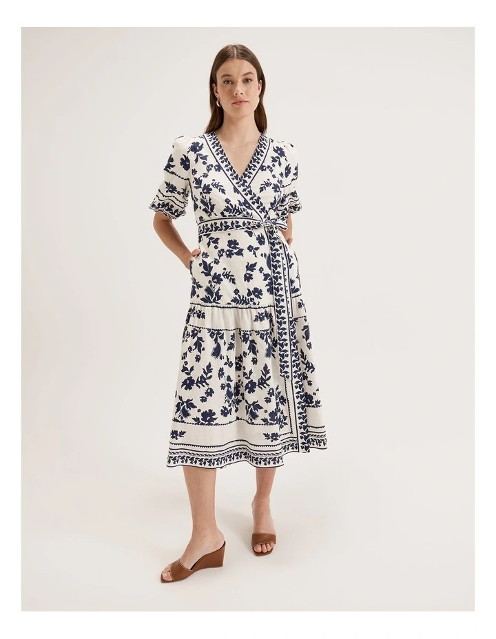 Riviera Scarf Wrap Dress in Ivory image 1