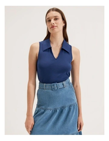 Eze Polo Top in Deep Sea Blue