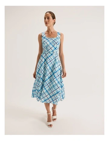 Tribeca Check Dress in Blue