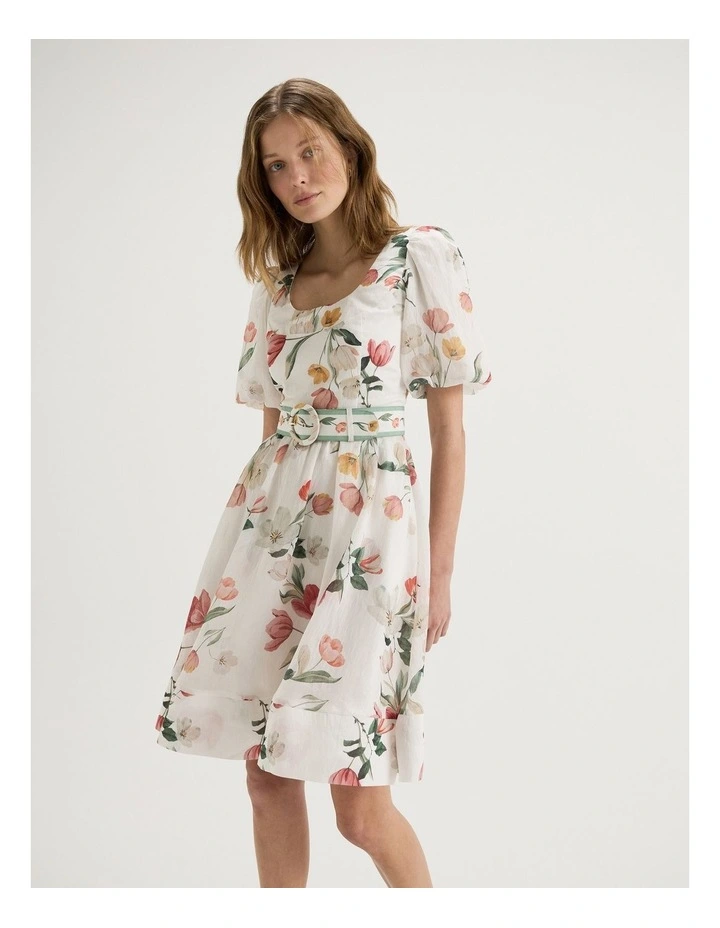 Gardenia Mini Dress in Ivory image 3