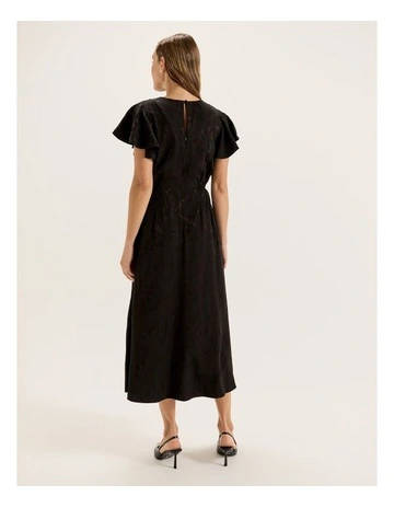 Lotus Midi Dress in Black