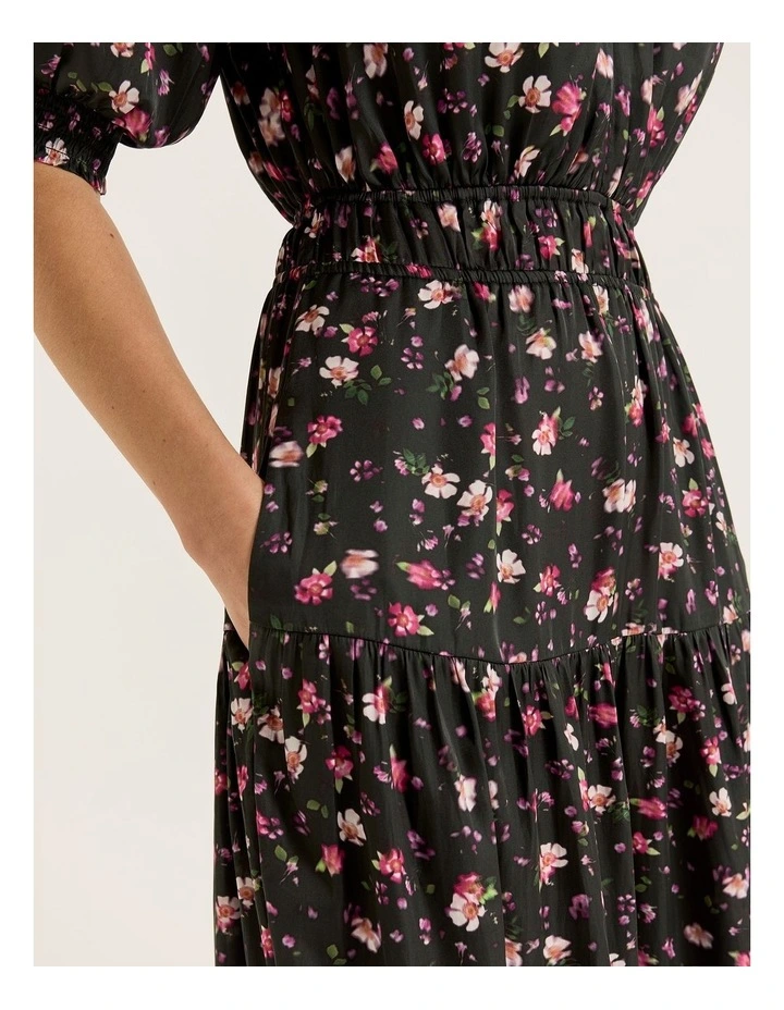Cherry Blossom Midi Dress in Black image 5