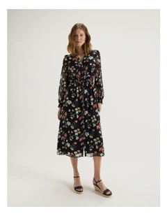 Gardenia Midi Dress in Ink