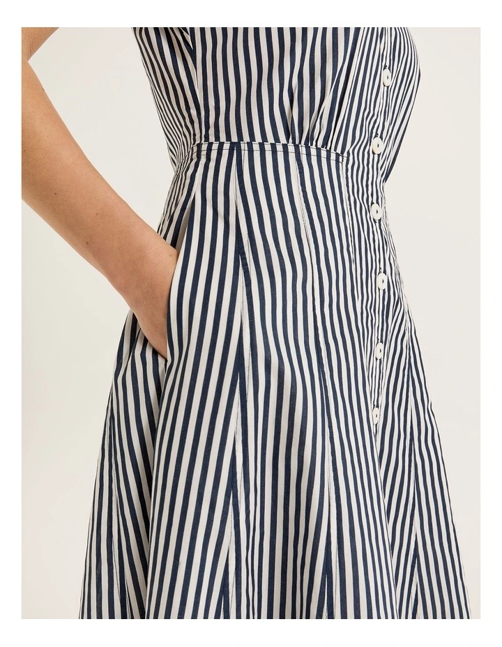 Denver Stripe Shirtdress in Ivory image 4