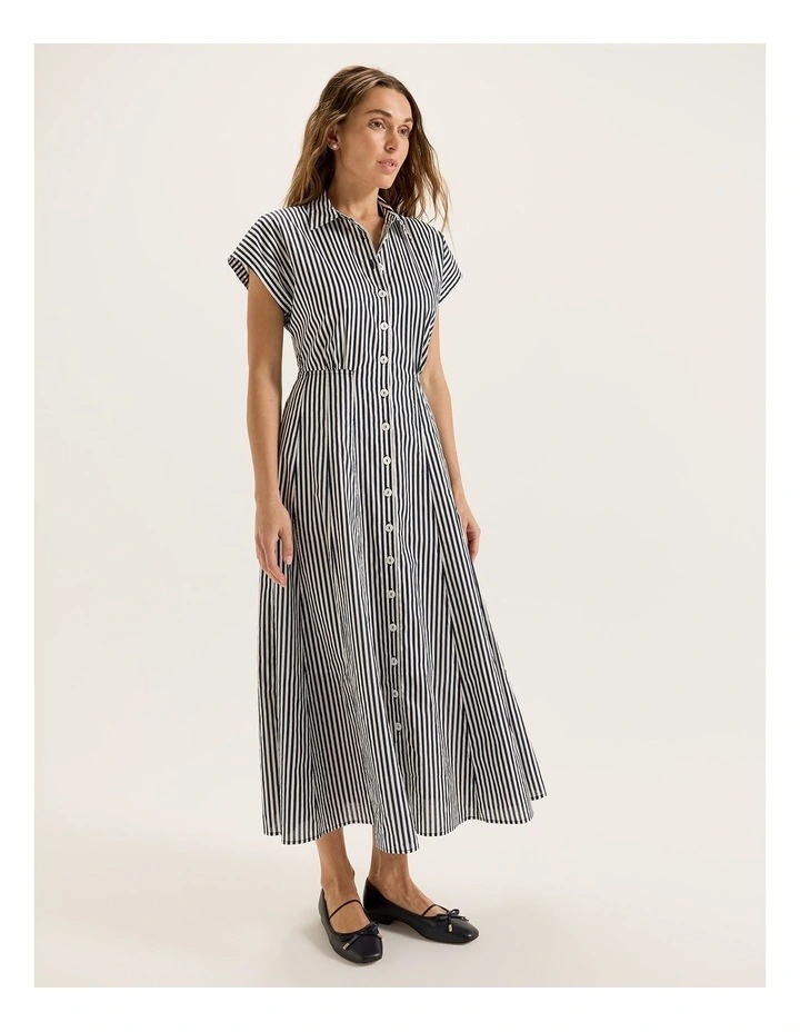 Denver Stripe Shirtdress in Ivory image 5