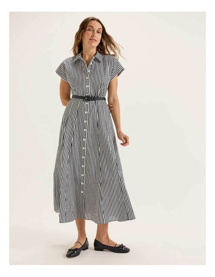 Denver Stripe Shirtdress in Ivory image 6