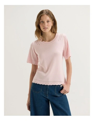 Carmen Knit Top in Soft Pink