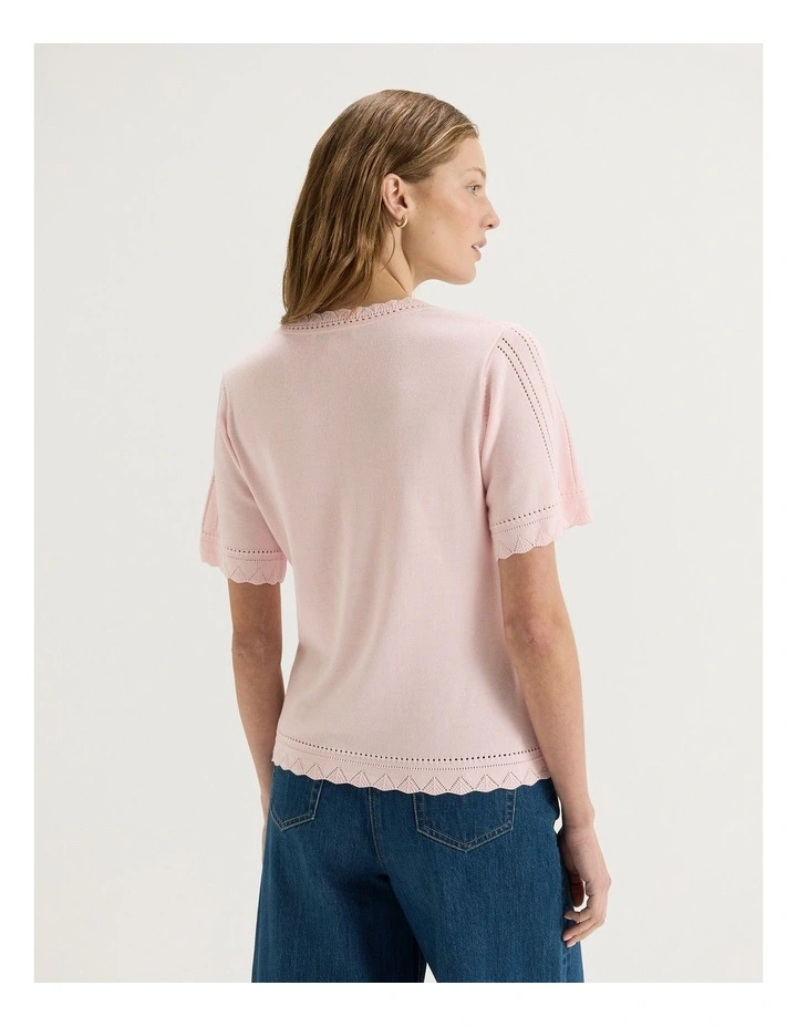 Carmen Knit Top in Soft Pink image 2
