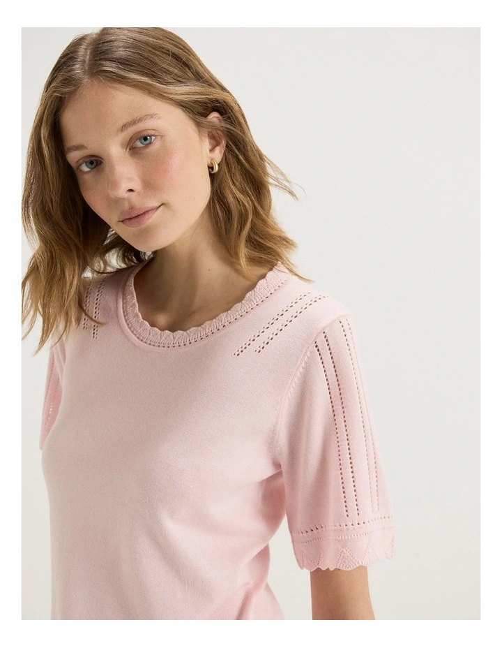 Carmen Knit Top in Soft Pink image 3