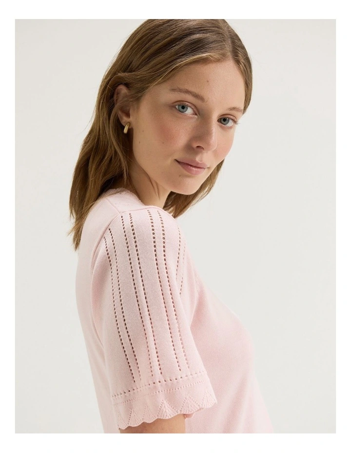 Carmen Knit Top in Soft Pink image 4