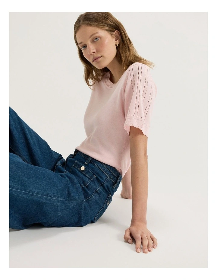 Carmen Knit Top in Soft Pink image 5