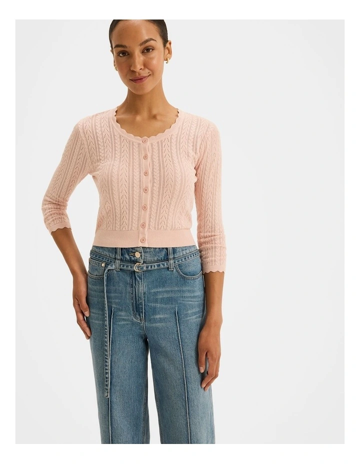 Hazel 3/4 Sleeve Cardigan in Soft Pink image 1