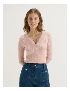 Hazel 3/4 Sleeve Cardigan in Soft Pink