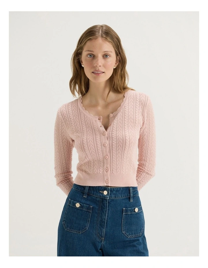 Hazel 3/4 Sleeve Cardigan in Soft Pink image 1