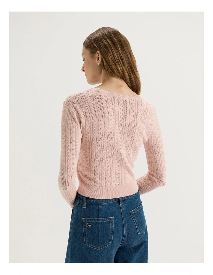 Hazel 3/4 Sleeve Cardigan in Soft Pink image 2