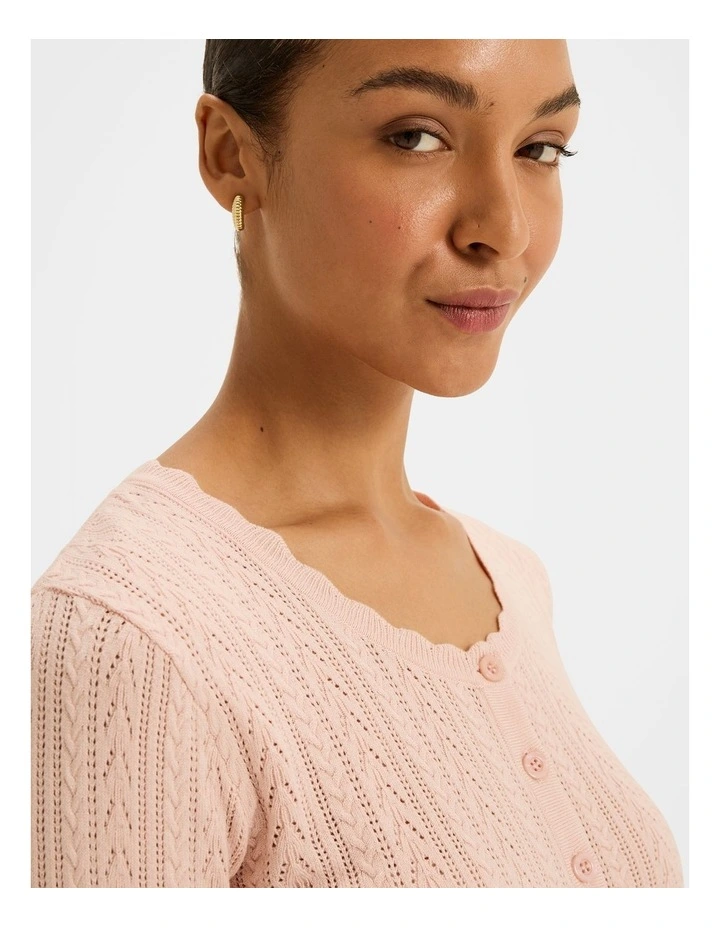 Hazel 3/4 Sleeve Cardigan in Soft Pink image 3