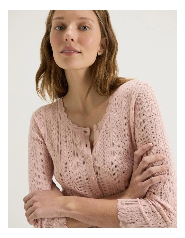Hazel 3/4 Sleeve Cardigan in Soft Pink image 4