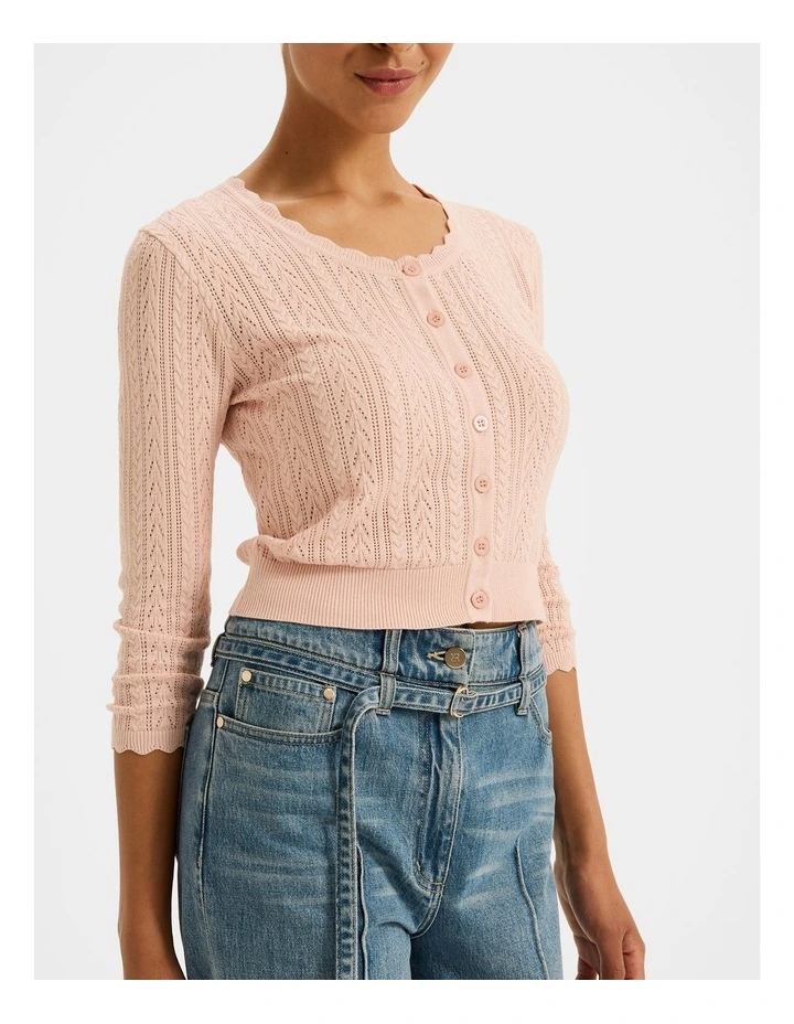 Hazel 3/4 Sleeve Cardigan in Soft Pink image 5