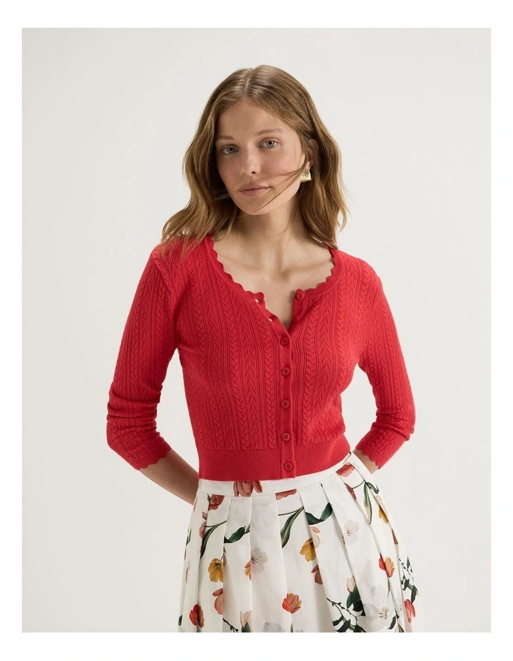 Hazel 3/4 Sleeve Cardigan in Tomato image 1
