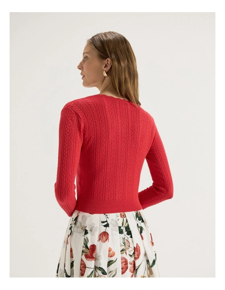 Hazel 3/4 Sleeve Cardigan in Tomato image 2