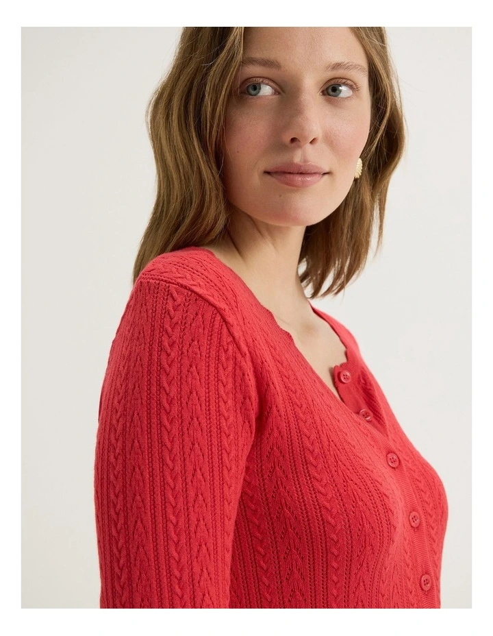 Hazel 3/4 Sleeve Cardigan in Tomato image 4