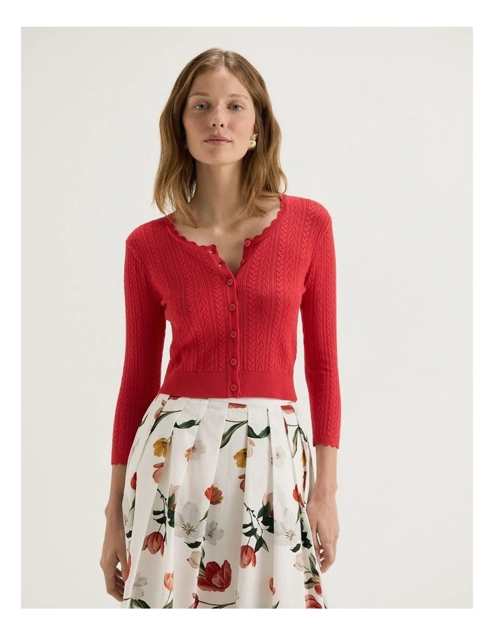 Hazel 3/4 Sleeve Cardigan in Tomato image 5