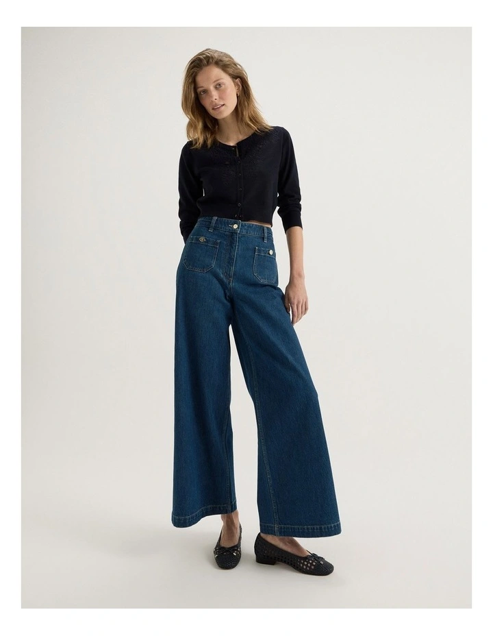 Palazzo Jeans in Deep Blue Rinse image 1
