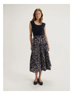 Tulip Midi Skirt in Ink