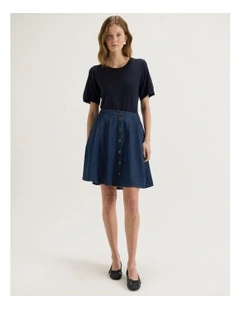Basilica Denim Skirt in Mid Indigo