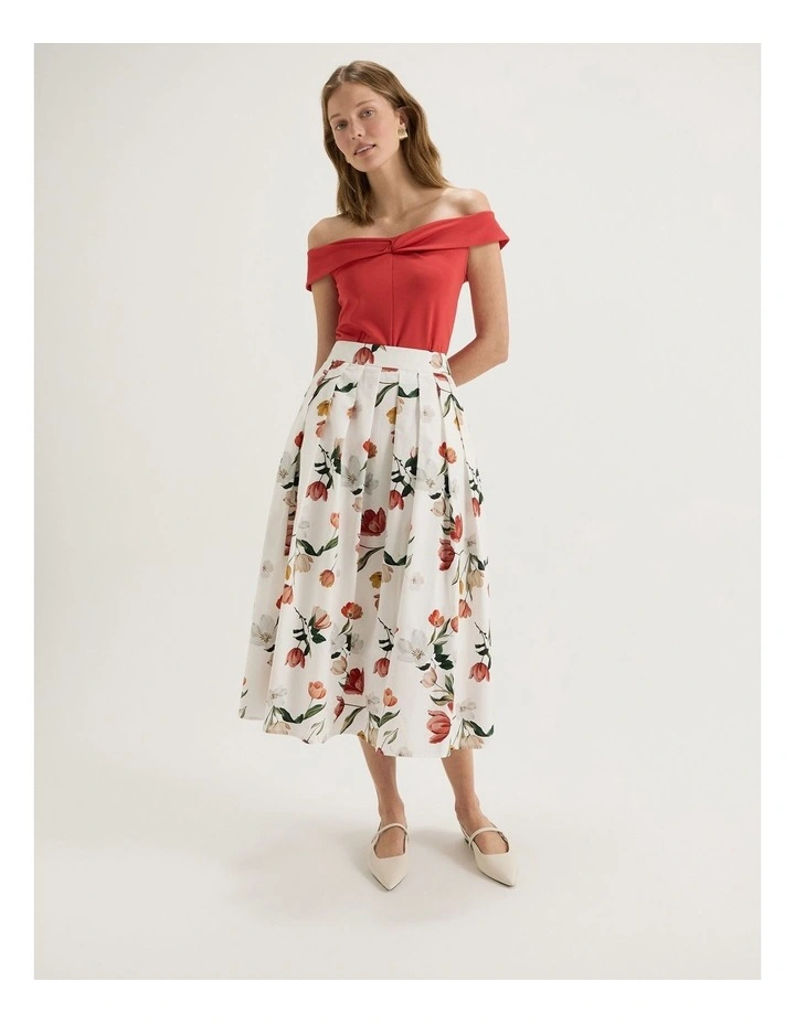 Gardenia Midi Skirt in Ivory image 1