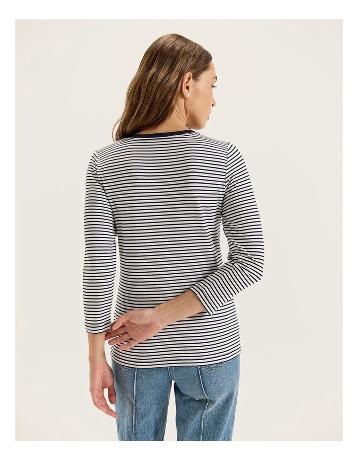 Maisey Stripe Top in Ivory image 2