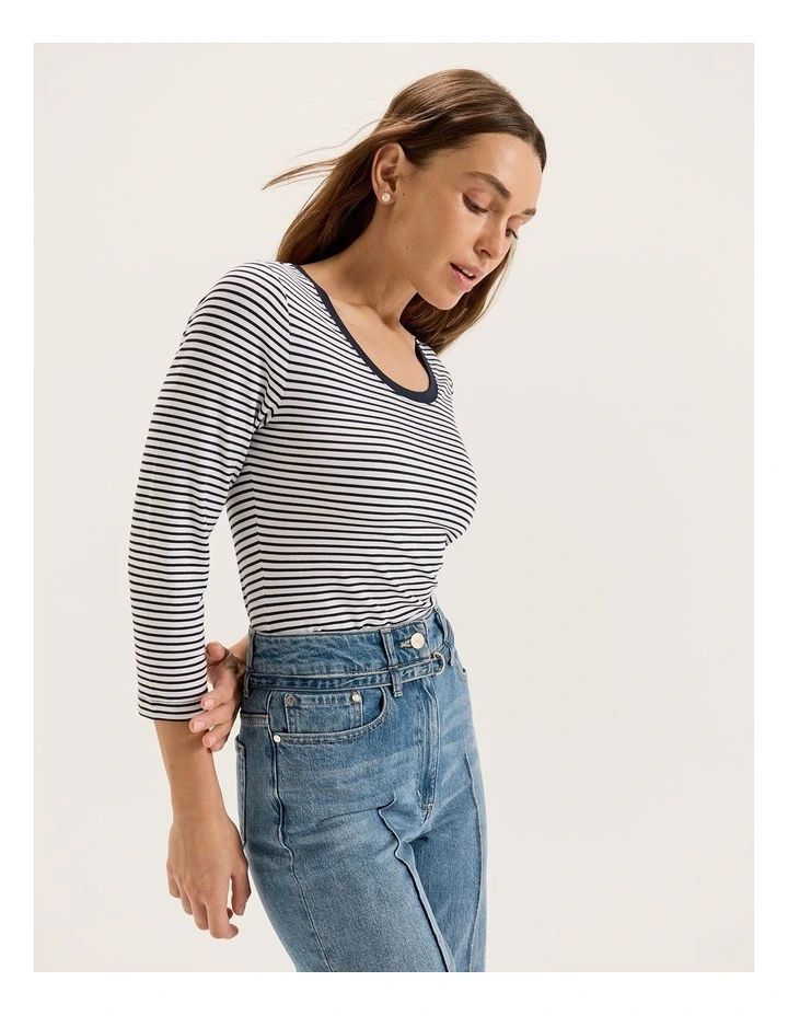 Maisey Stripe Top in Ivory image 3