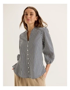 Denver Stripe Blouse in Ivory