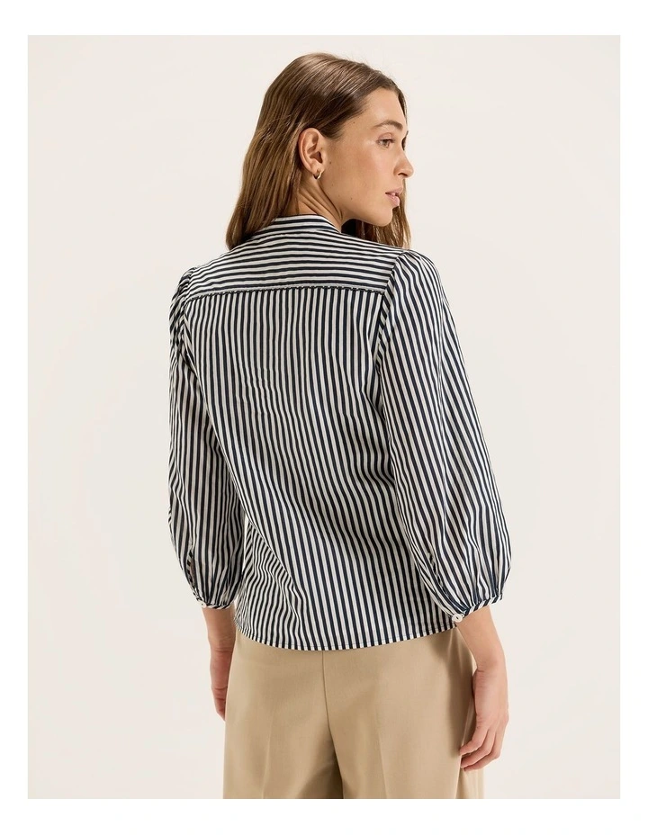 Denver Stripe Blouse in Ivory image 2