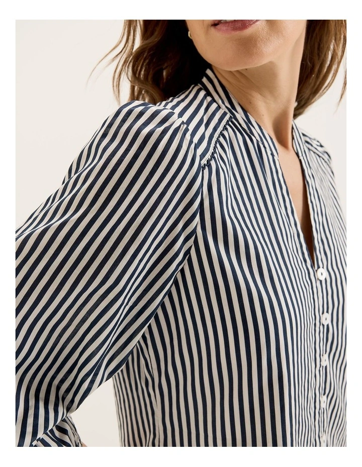 Denver Stripe Blouse in Ivory image 3