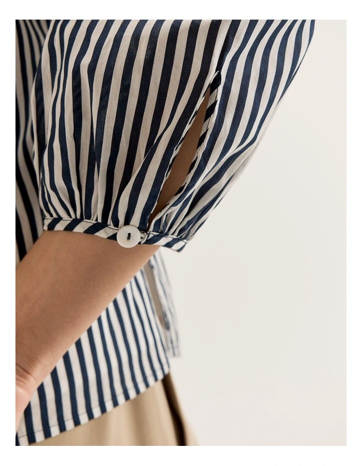 Denver Stripe Blouse in Ivory image 4