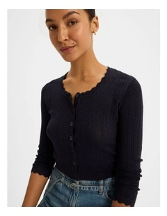 Hazel 3/4 Sleeve Cardigan in Ink