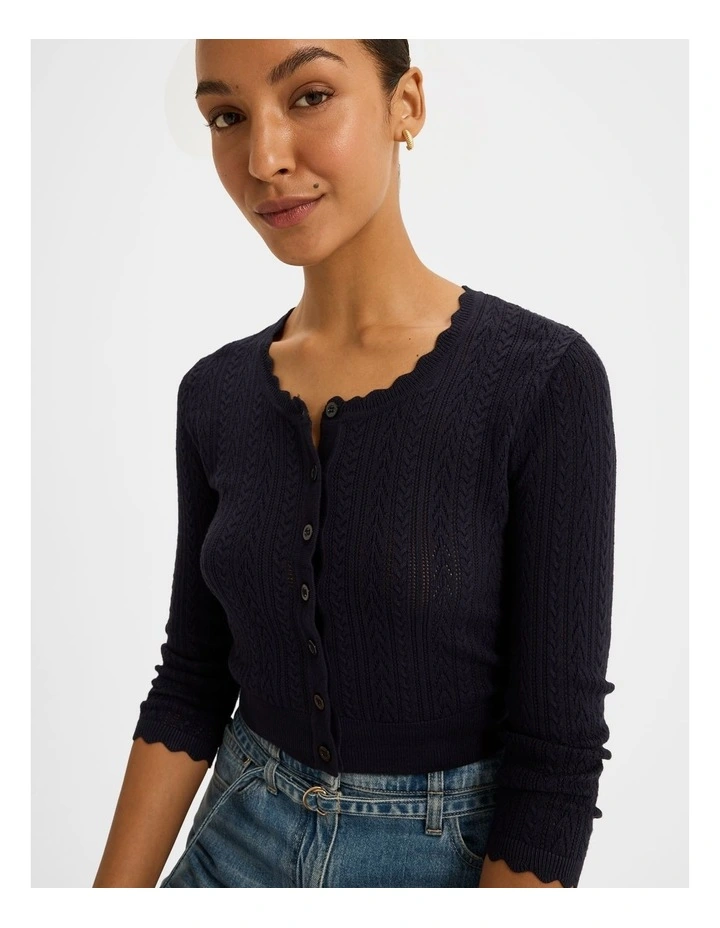 Hazel 3/4 Sleeve Cardigan in Ink image 1