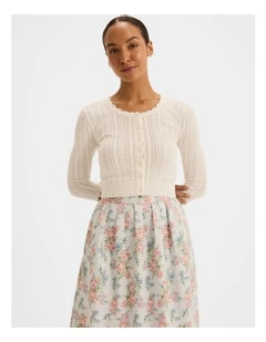 Hazel 3/4 Sleeve Cardigan in Ivory