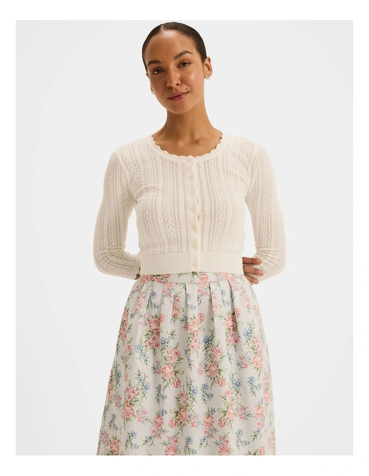 Hazel 3/4 Sleeve Cardigan in Ivory image 1