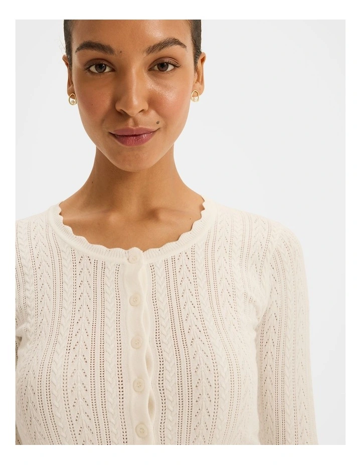 Hazel 3/4 Sleeve Cardigan in Ivory image 3