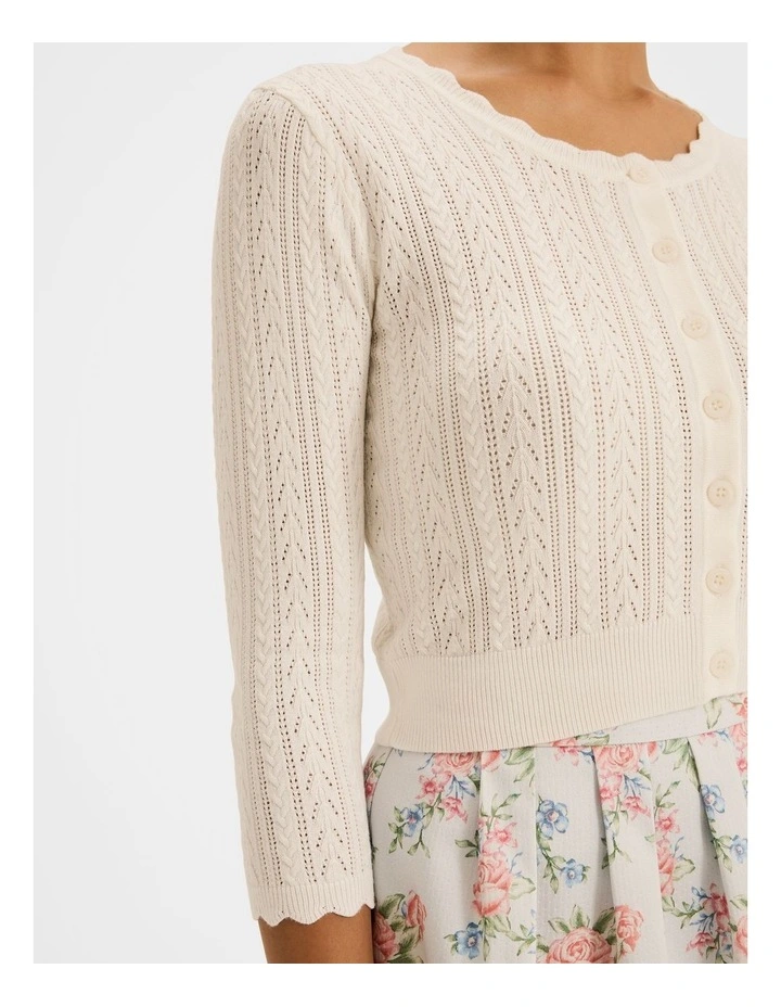 Hazel 3/4 Sleeve Cardigan in Ivory image 4