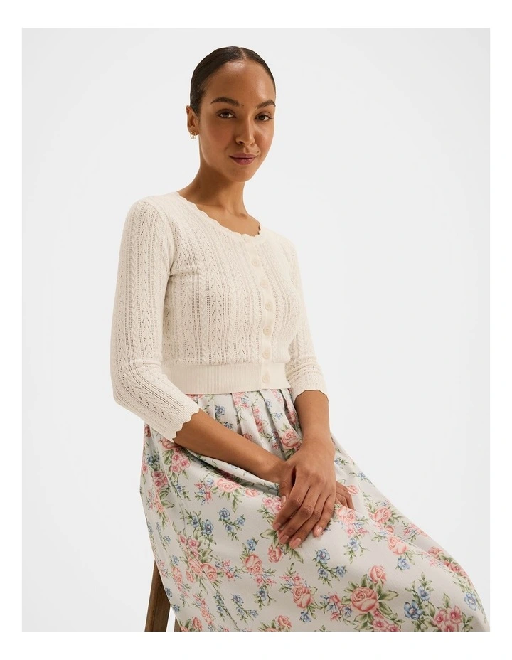 Hazel 3/4 Sleeve Cardigan in Ivory image 5