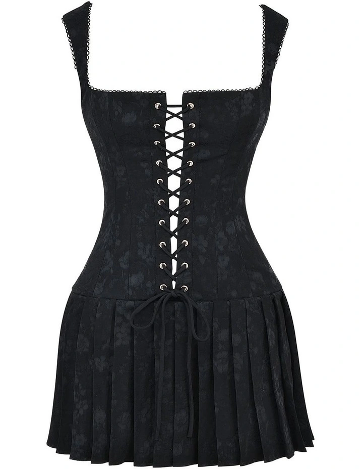 House of CB Talia Pleated Mini Dress in Black | MYER