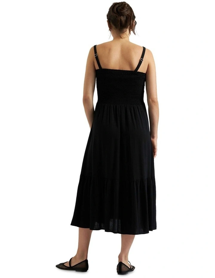 Blair Shirred Dress in Black image 2