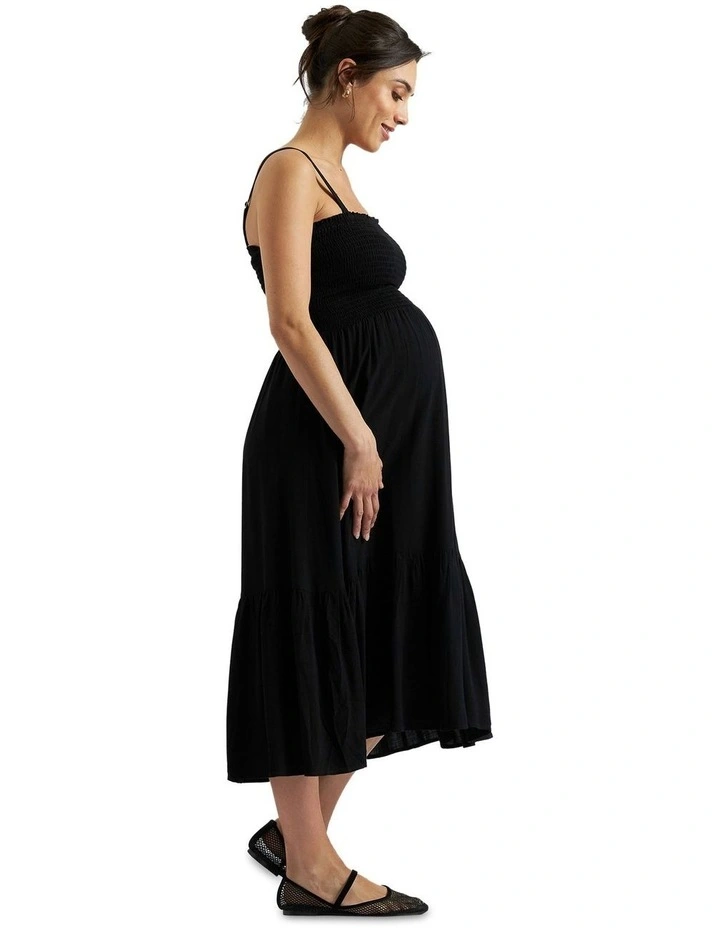 Blair Shirred Dress in Black image 3