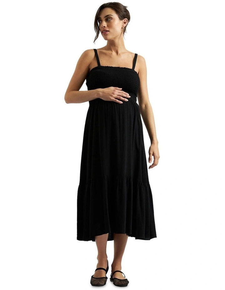 Blair Shirred Dress in Black image 4